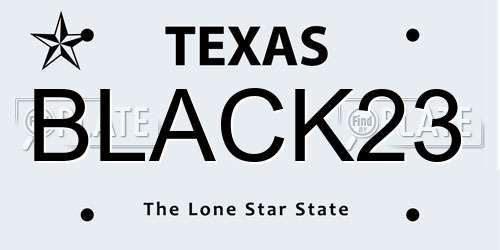 BLACK23 Texas License Plate
