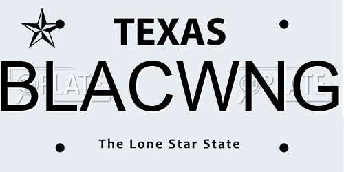 BLACWNG Texas License Plate