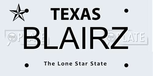 BLAIRZ Texas License Plate