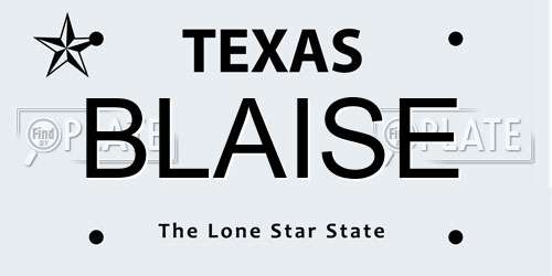 BLAISE Texas License Plate