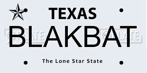 BLAKBAT Texas License Plate