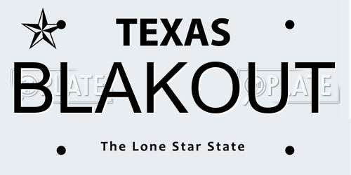 BLAKOUT Texas License Plate