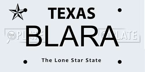 BLARA Texas License Plate