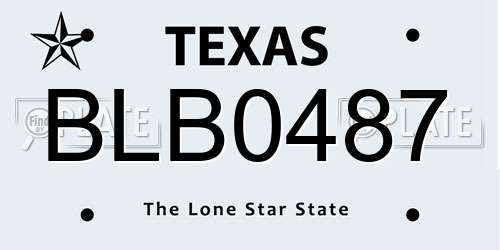 BLB0487 Texas License Plate