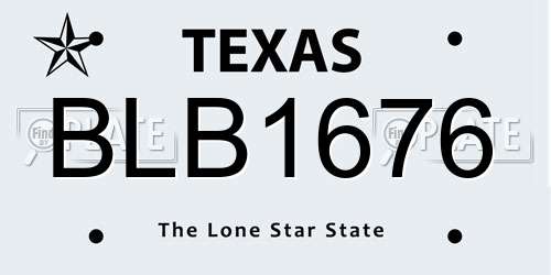 BLB1676 Texas License Plate