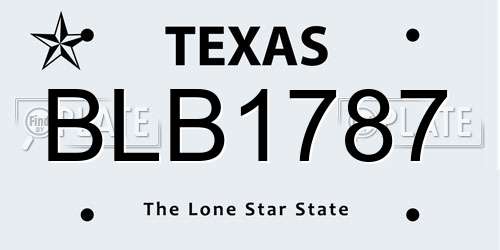 BLB1787 Texas License Plate