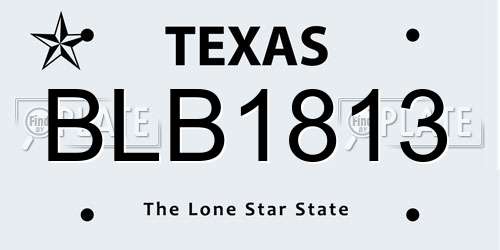 BLB1813 Texas License Plate