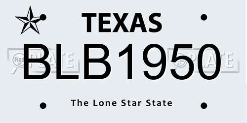 BLB1950 Texas License Plate