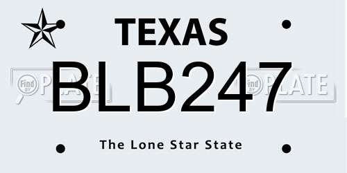 BLB247 Texas License Plate