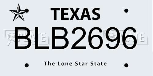 BLB2696 Texas License Plate