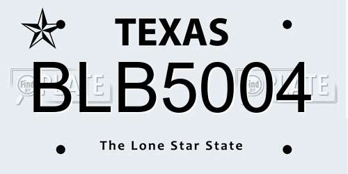 BLB5004 Texas License Plate