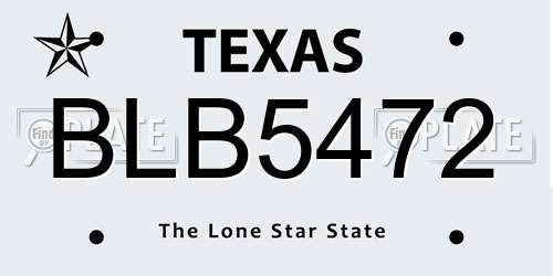 BLB5472 Texas License Plate