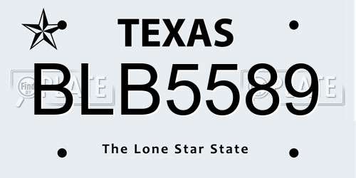 BLB5589 Texas License Plate