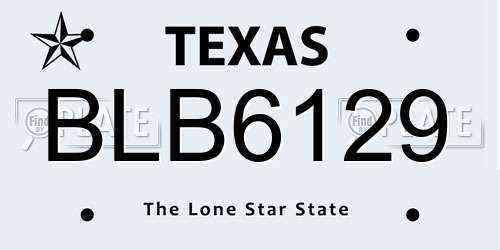 BLB6129 Texas License Plate