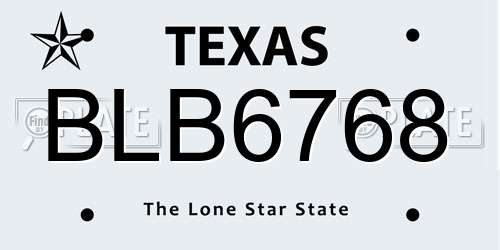 BLB6768 Texas License Plate