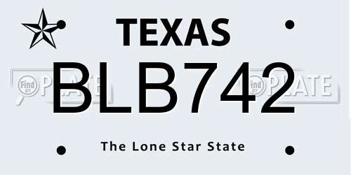 BLB742 Texas License Plate