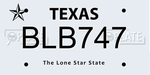 BLB747 Texas License Plate