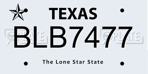 BLB7477 Texas License Plate