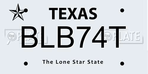 BLB74T Texas License Plate