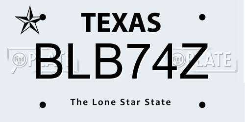 BLB74Z Texas License Plate