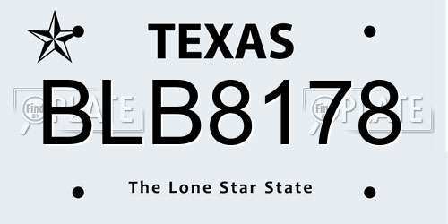 BLB8178 Texas License Plate