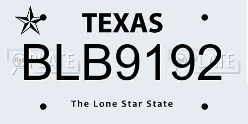 BLB9192 Texas License Plate