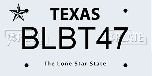 BLBT47 Texas License Plate