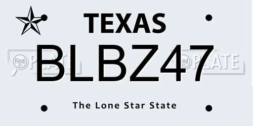 BLBZ47 Texas License Plate