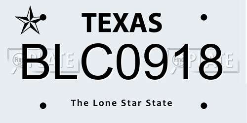 BLC0918 Texas License Plate