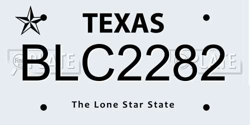 BLC2282 Texas License Plate