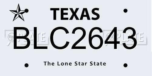 BLC2643 Texas License Plate