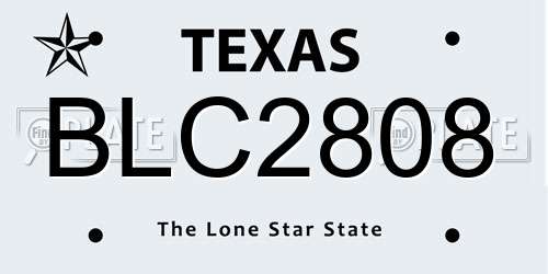 BLC2808 Texas License Plate