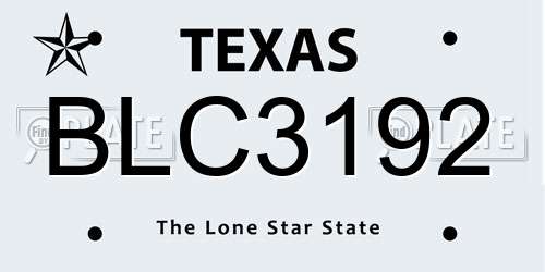 BLC3192 Texas License Plate