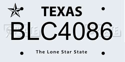 BLC4086 Texas License Plate