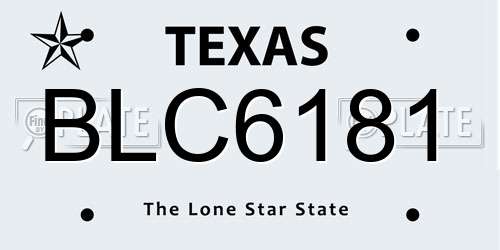 BLC6181 Texas License Plate