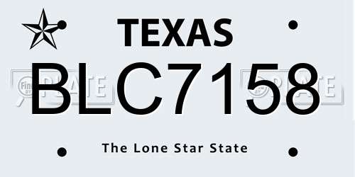BLC7158 Texas License Plate