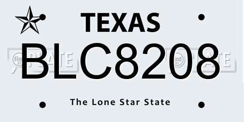 BLC8208 Texas License Plate