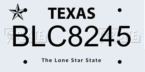 BLC8245 Texas License Plate