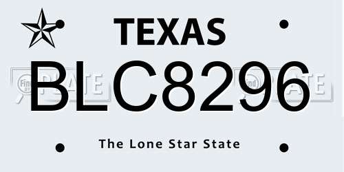 BLC8296 Texas License Plate