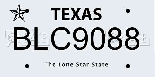 BLC9088 Texas License Plate