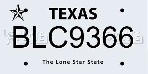 BLC9366 Texas License Plate