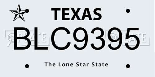 BLC9395 Texas License Plate