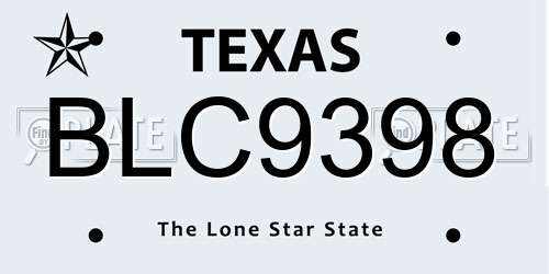 BLC9398 Texas License Plate