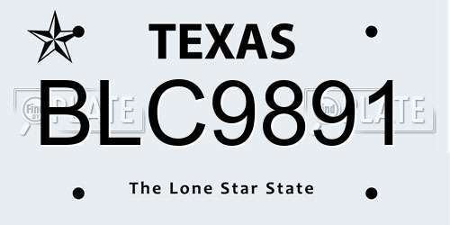 BLC9891 Texas License Plate