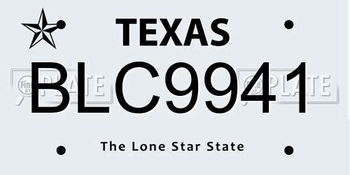 BLC9941 Texas License Plate