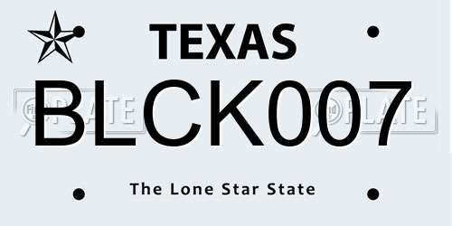 BLCK007 Texas License Plate