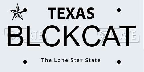 BLCKCAT Texas License Plate