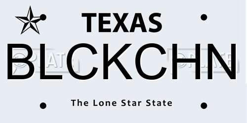 BLCKCHN Texas License Plate