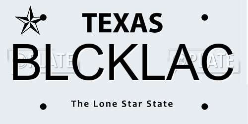 BLCKLAC Texas License Plate