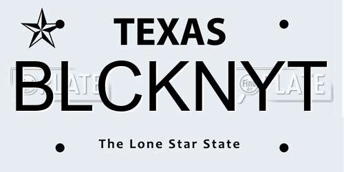 BLCKNYT Texas License Plate